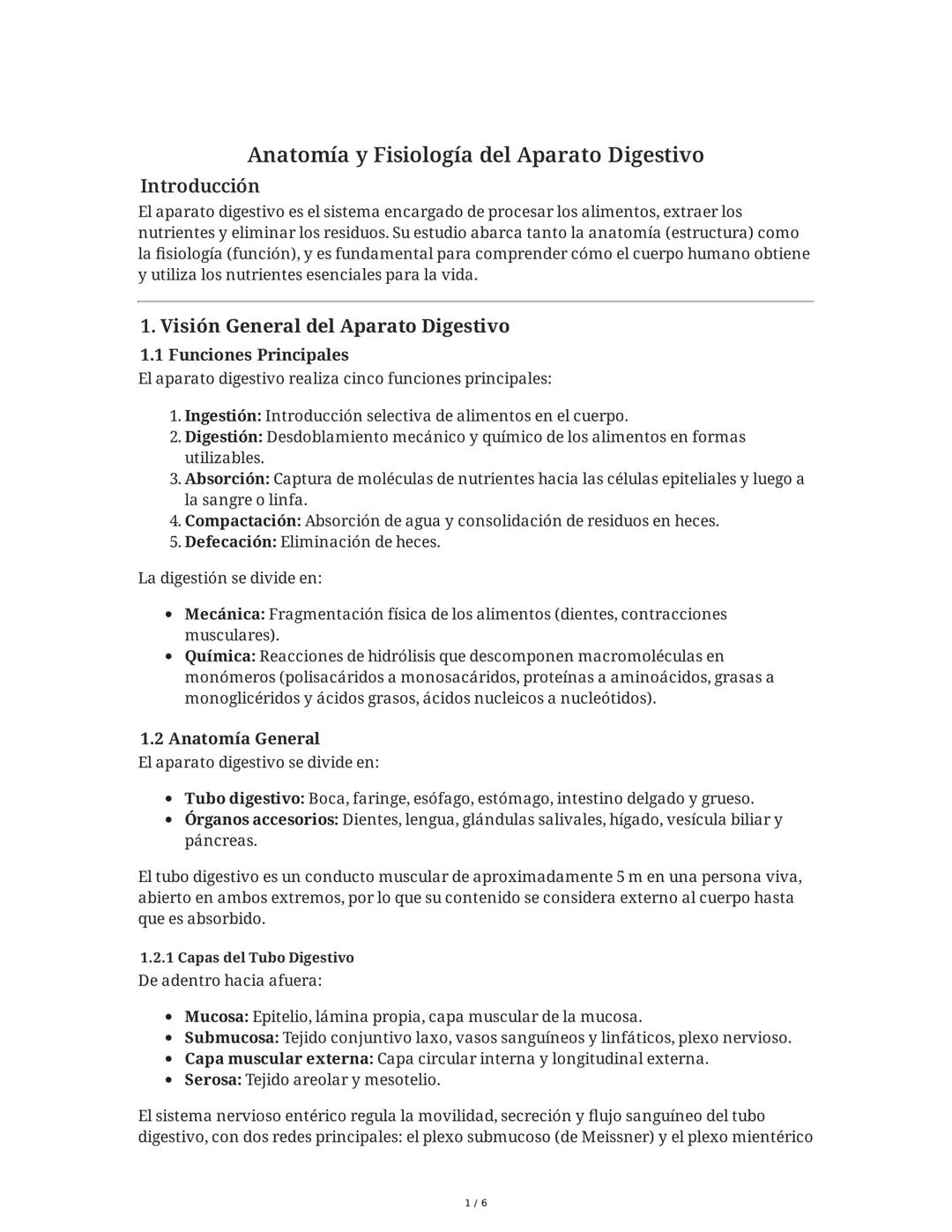 Exploración de la Anatomía y Funciones del Sistema Digestivo