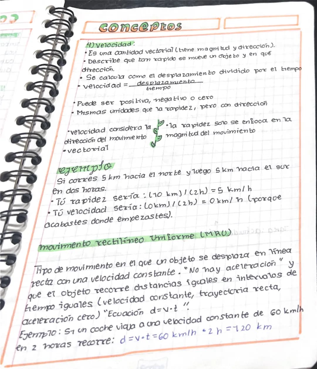 --- OCR Start ---
conceptos
1.Distancia: Es total del recorrido que realiza un objeto, sin
importar la dirección. Se mide siempre en término