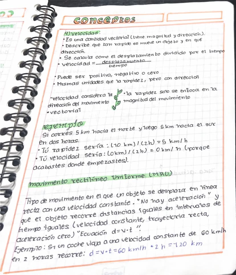 --- OCR Start ---
conceptos
1.Distancia: Es total del recorrido que realiza un objeto, sin
importar la dirección. Se mide siempre en término