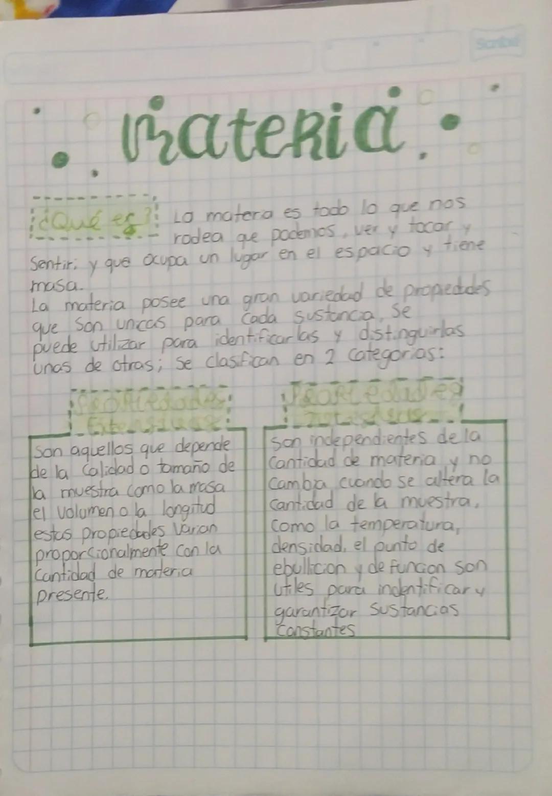 materia.

¿Qué es?
La materia es todo lo que nos
- rodea que podemos, ver y tacar y
Sentir, y que ocupa un lugar en el espacio y tiene
masa.