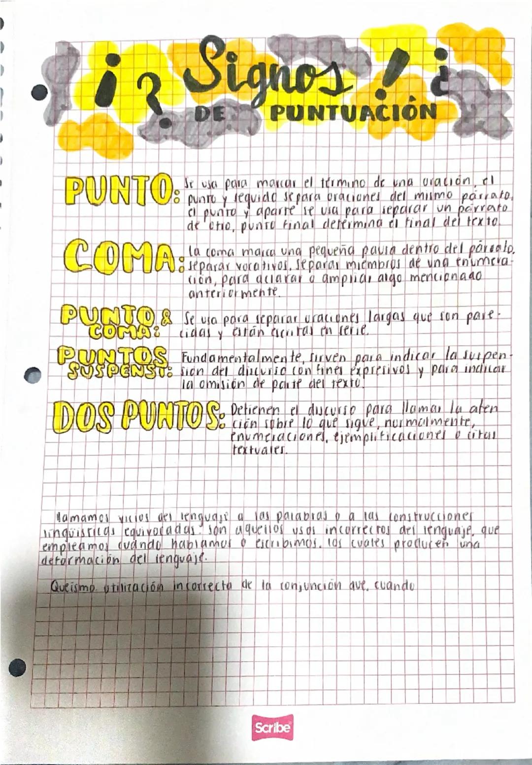 # i? Signos !i
DE PUNTUACIÓN

# PUNTO:
Se usa para marcar el término de una oración, el
punto y seguido separa oraciones del mismo párrafo,
