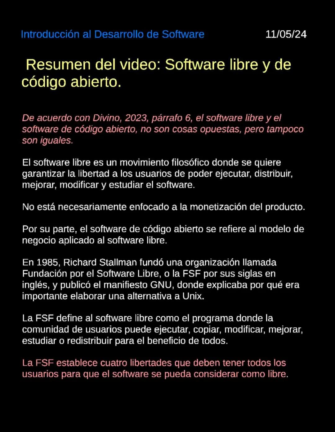 Introducción al Desarrollo de Software
06/05/2024
Introduccion al desarrollo de Software
Software
Según la Enciclopedia Concepto (2022), "El