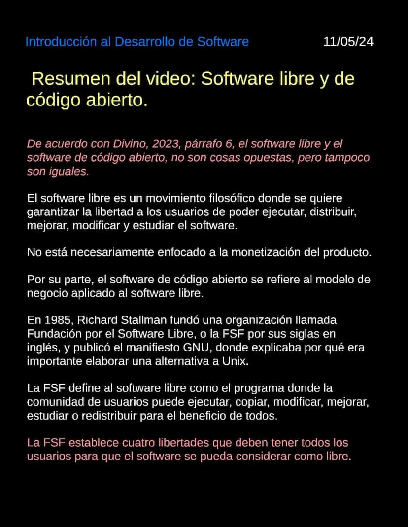 Introducción al Desarrollo de Software
06/05/2024
Introduccion al desarrollo de Software
Software
Según la Enciclopedia Concepto (2022), "El