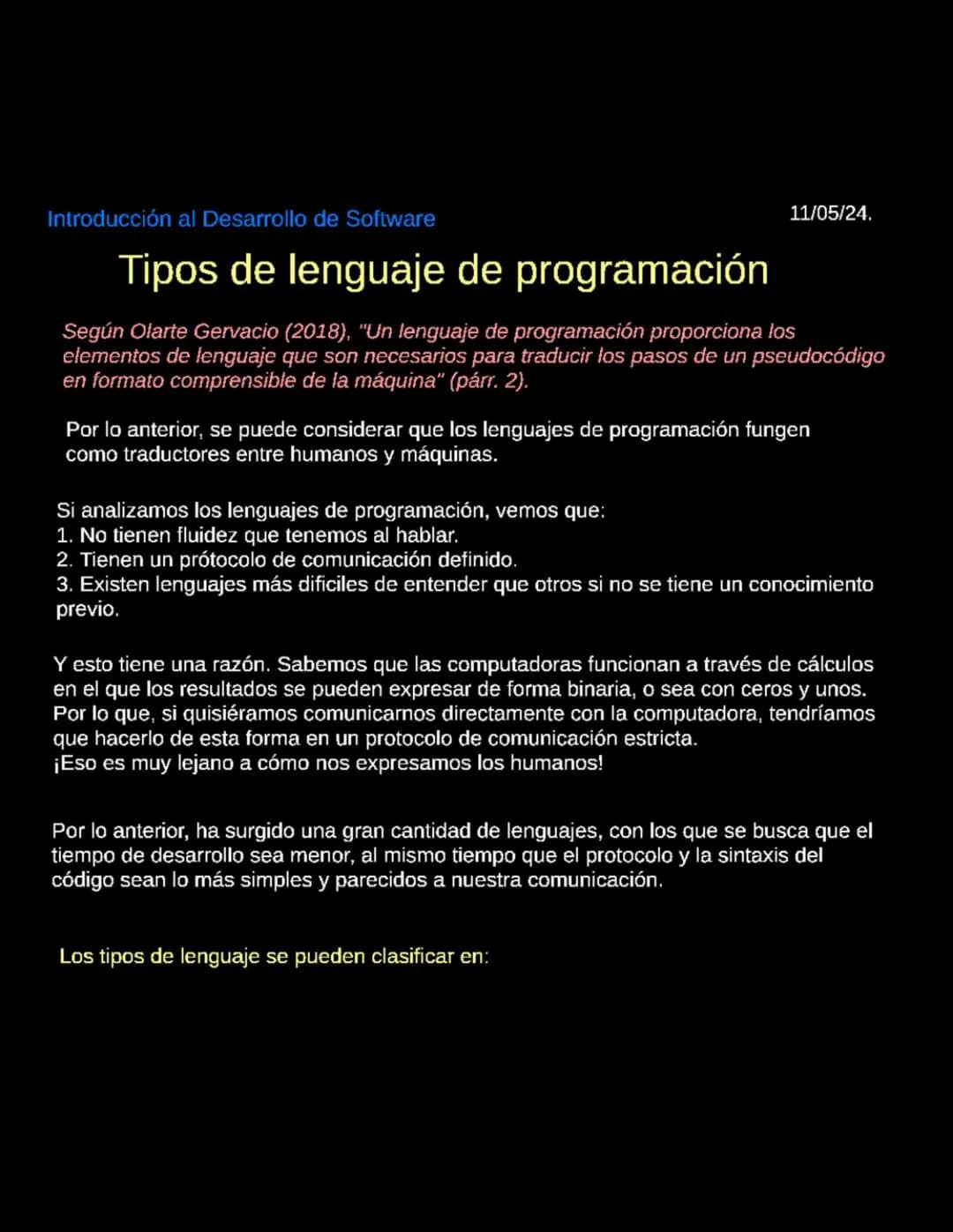 Introducción al Desarrollo de Software
06/05/2024
Introduccion al desarrollo de Software
Software
Según la Enciclopedia Concepto (2022), "El