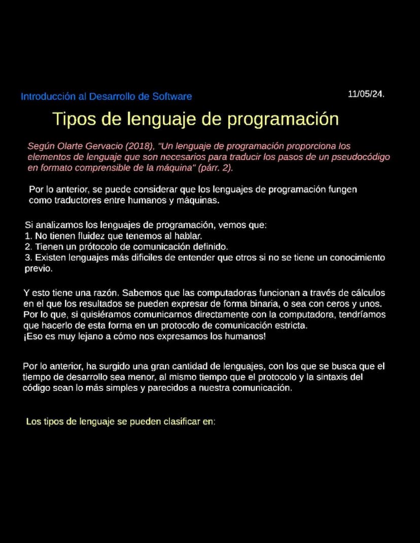 Introducción al Desarrollo de Software
06/05/2024
Introduccion al desarrollo de Software
Software
Según la Enciclopedia Concepto (2022), "El