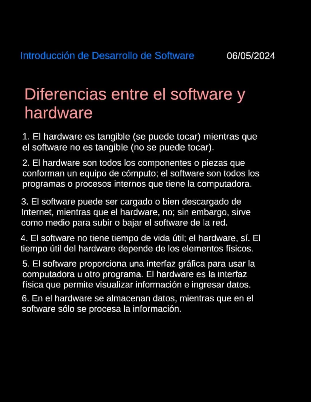 Introducción al Desarrollo de Software
06/05/2024
Introduccion al desarrollo de Software
Software
Según la Enciclopedia Concepto (2022), "El