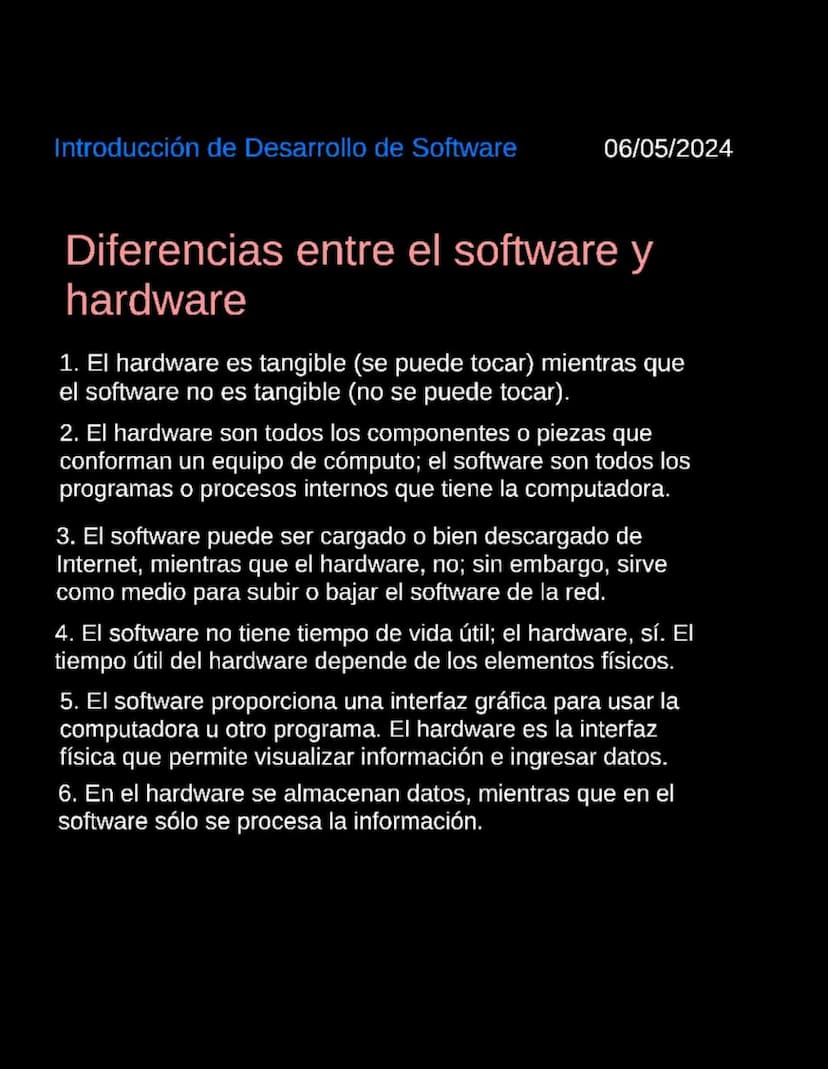 Introducción al Desarrollo de Software
06/05/2024
Introduccion al desarrollo de Software
Software
Según la Enciclopedia Concepto (2022), "El