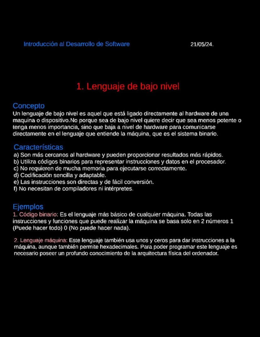 Introducción al Desarrollo de Software
06/05/2024
Introduccion al desarrollo de Software
Software
Según la Enciclopedia Concepto (2022), "El
