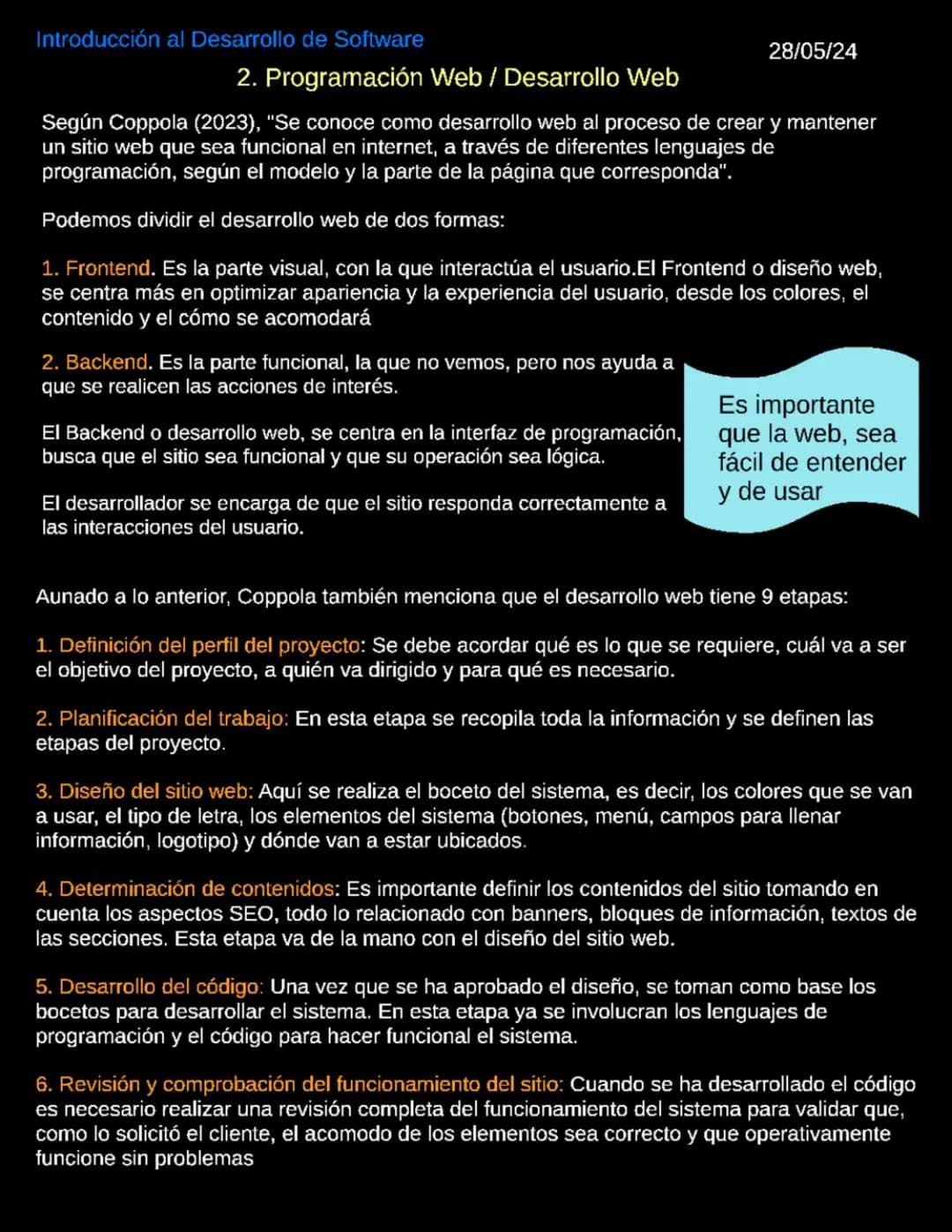 Introducción al Desarrollo de Software
06/05/2024
Introduccion al desarrollo de Software
Software
Según la Enciclopedia Concepto (2022), "El