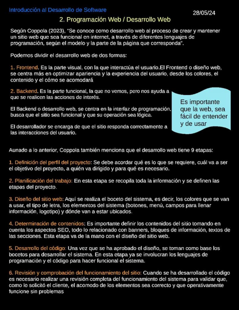 Introducción al Desarrollo de Software
06/05/2024
Introduccion al desarrollo de Software
Software
Según la Enciclopedia Concepto (2022), "El