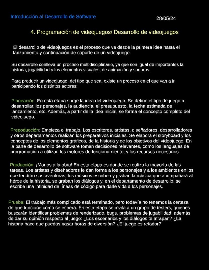 Introducción al Desarrollo de Software
06/05/2024
Introduccion al desarrollo de Software
Software
Según la Enciclopedia Concepto (2022), "El
