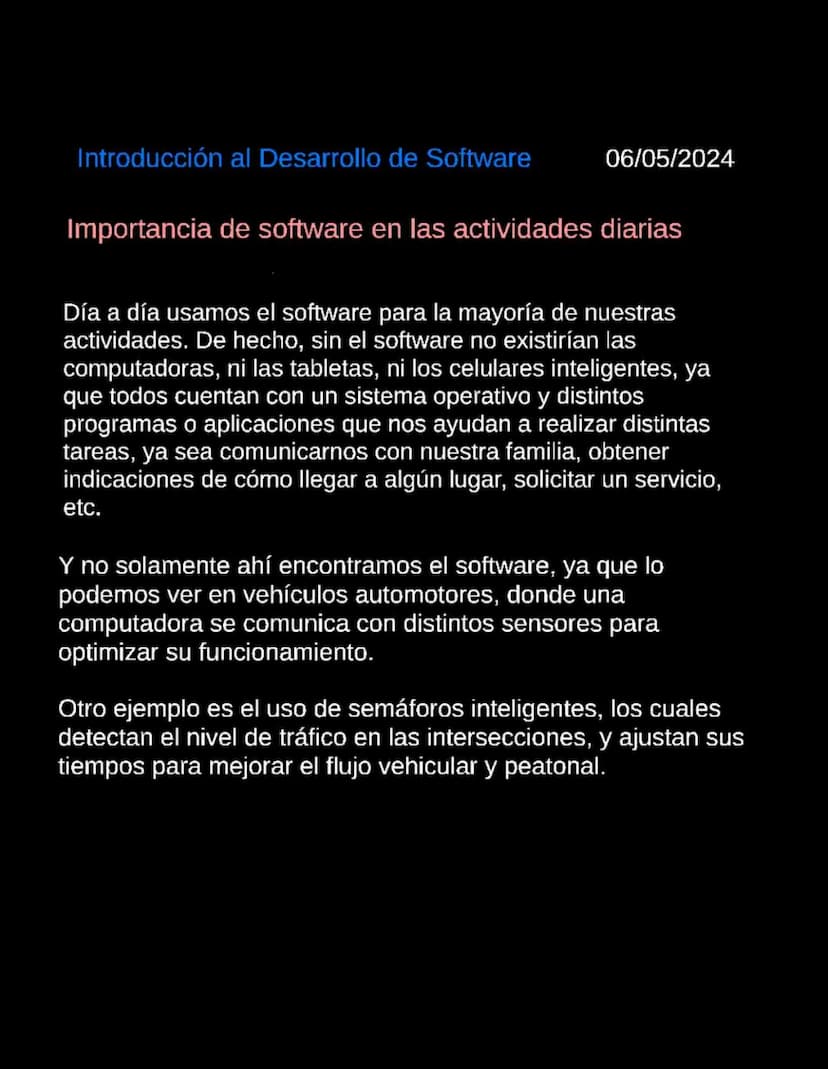 Introducción al Desarrollo de Software
06/05/2024
Introduccion al desarrollo de Software
Software
Según la Enciclopedia Concepto (2022), "El