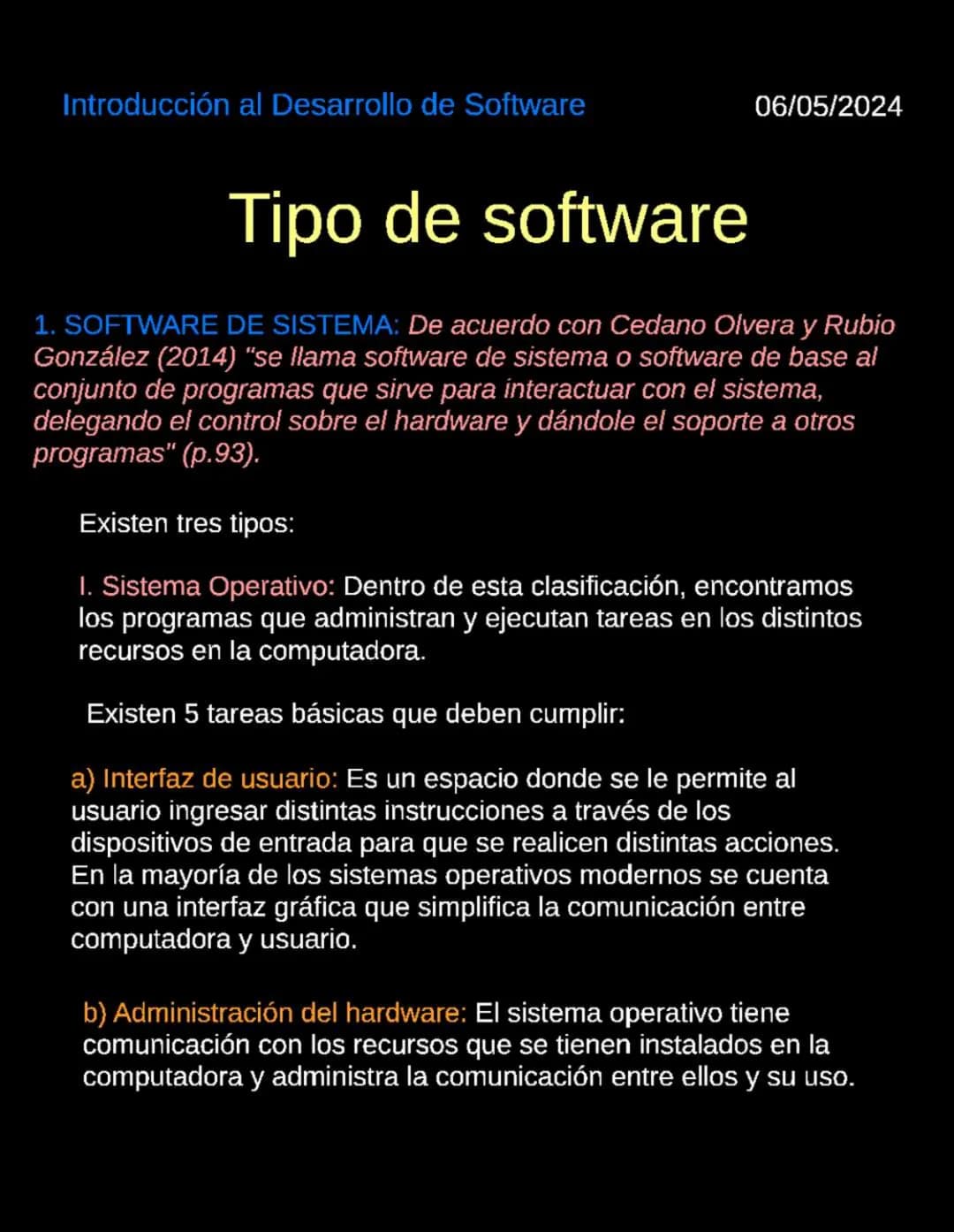 Introducción al Desarrollo de Software
06/05/2024
Introduccion al desarrollo de Software
Software
Según la Enciclopedia Concepto (2022), "El