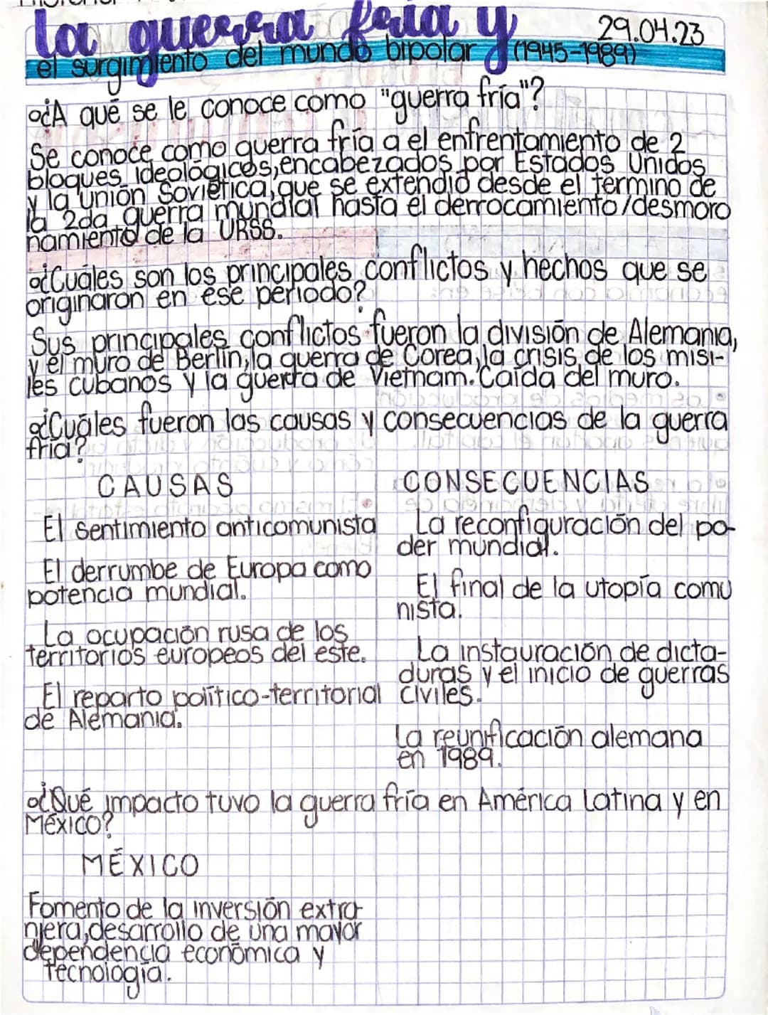 la querera feria y
29.04.23
mundo bipolar (1945-1989)
¿A que se le conoce como "guerra fría"?
Se conoce como querra fría a el enfrentamiento