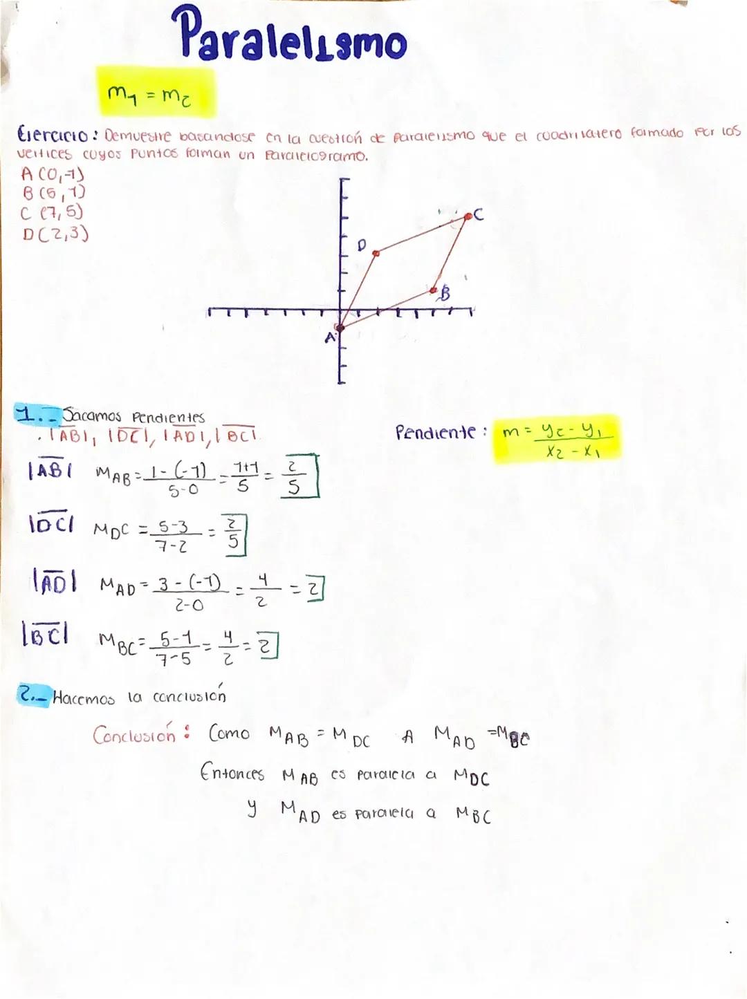 Ecuación de la recta conocidos 2 puntos
y-y1= \frac{y2-y1}{x2-x1}(x-x1)
Ejemplo: Los vertices de un triangulo estan en los puntos P
A (-3,-5
