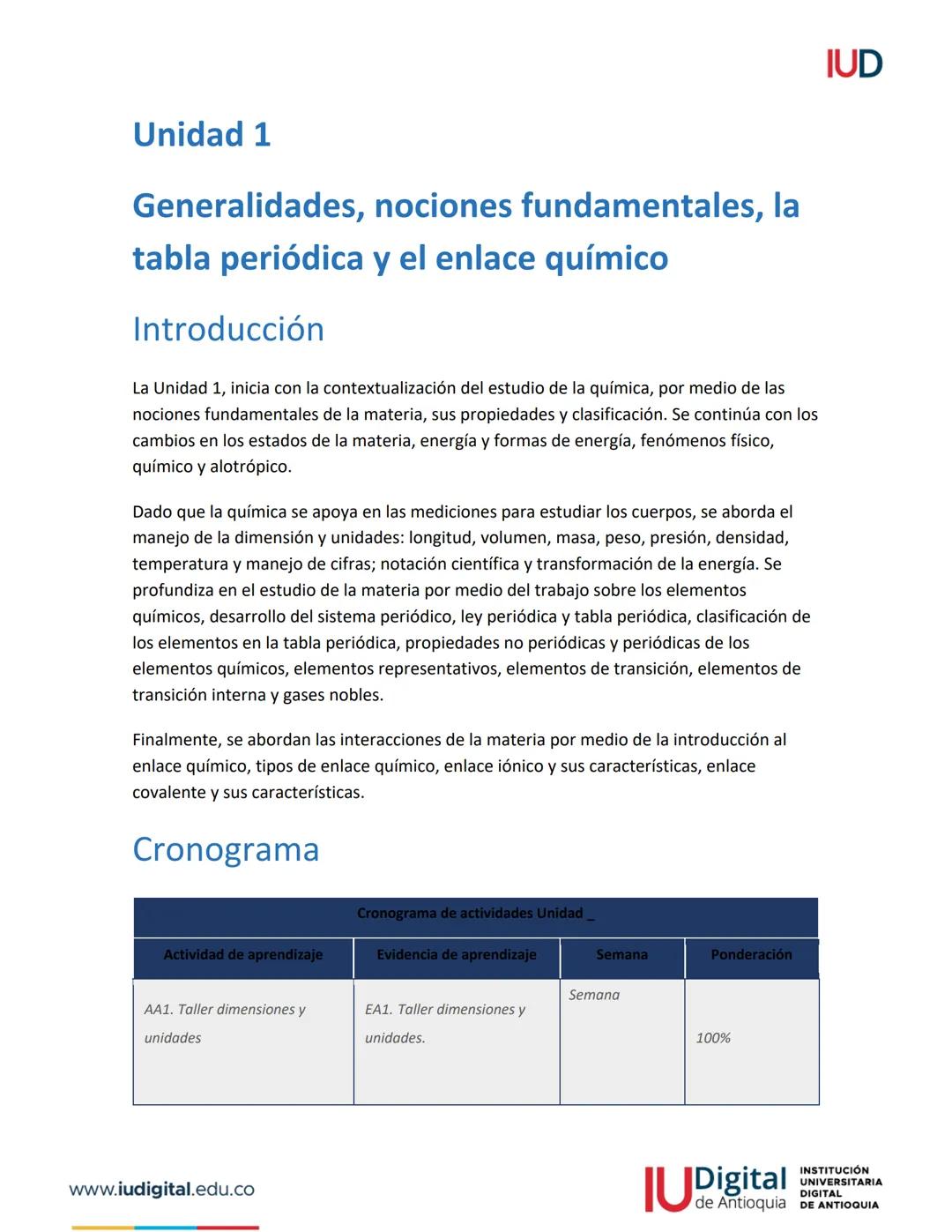 Desarrollo de contenido
Unidad 1
Generalidades, nociones
fundamentales, la tabla
periódica y el enlace químico
Ingeniería Mecatrónica
JUDigi