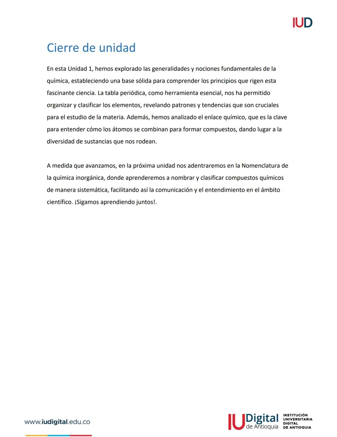 Desarrollo de contenido
Unidad 1
Generalidades, nociones
fundamentales, la tabla
periódica y el enlace químico
Ingeniería Mecatrónica
JUDigi