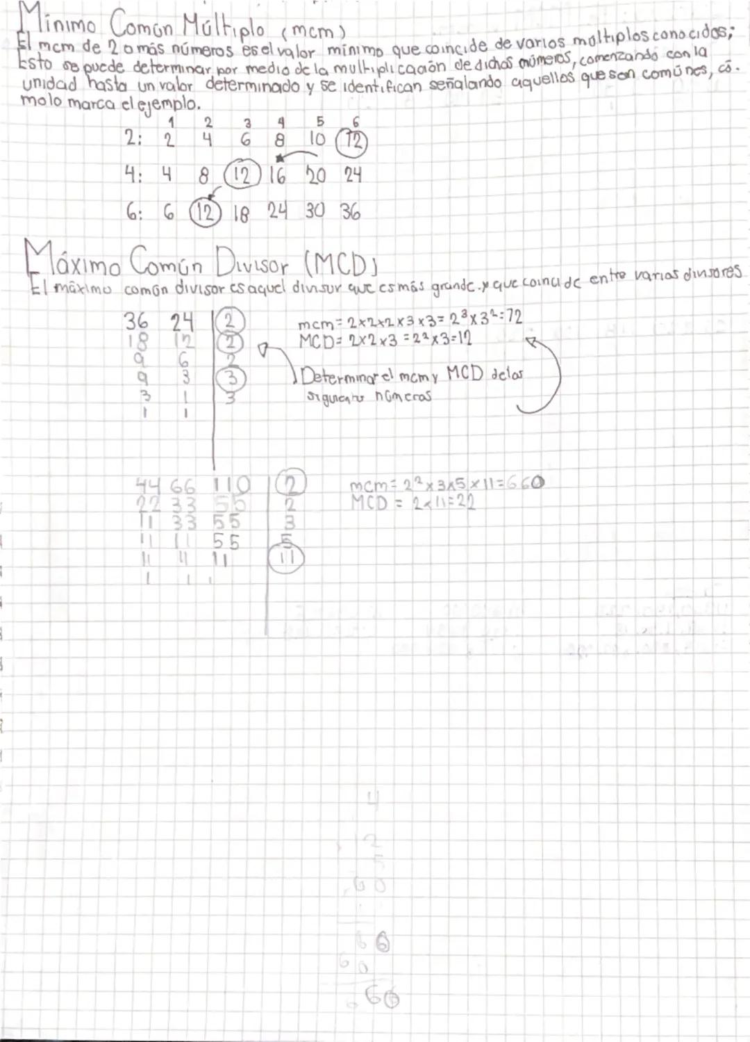 Máximo Común Divisor (MCD) y Mínimo Común Múltiplo (mcm) - Conceptos y Ejemplos