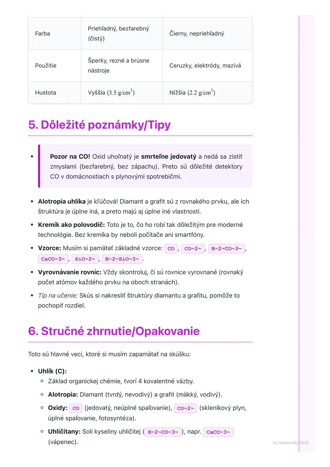 # Uhlík a kremík a ich zlúčeniny

## 1. Prehľad uhlíka a kremíka

Dnes si zopakujeme dva veľmi dôležité prvky z 14. skupiny periodickej tabu