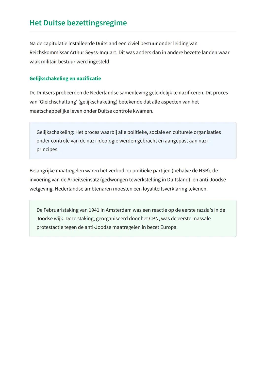 Nederland in de Tweede Wereldoorlog:
bezetting en verzet
De Duitse bezetting van Nederland en het Nederlandse verzet 1940-1945
Geschiedenis 