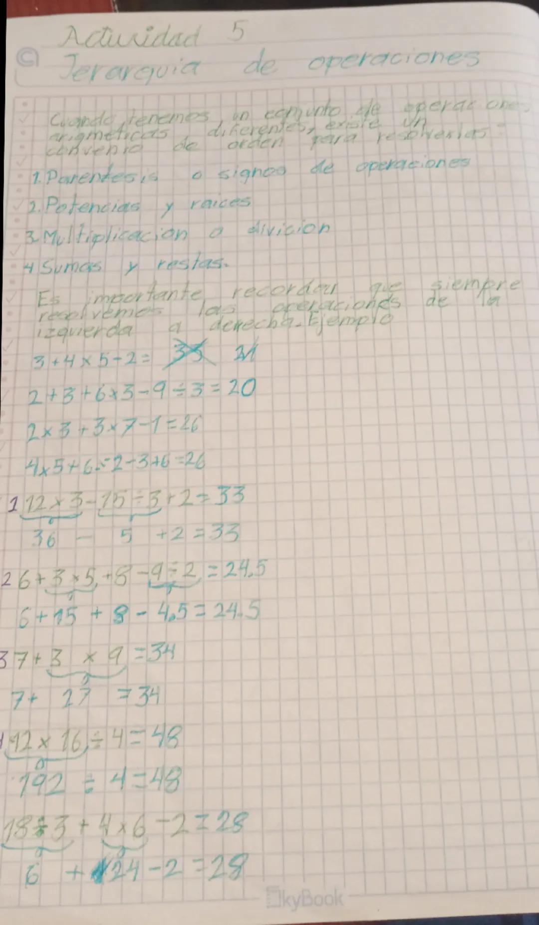 Acturidad 5
Jerarquia
Cuando tenemos un comunto de sperac on
angmeticas
conveni
1. Parentesis
de operaciones
e
diferentes, existe un
orden p