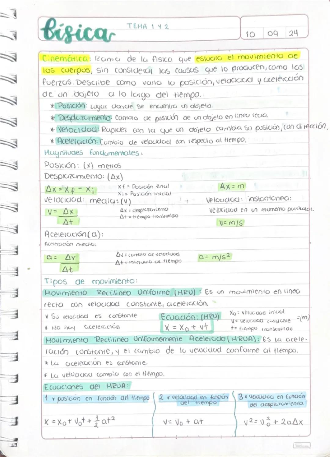 # bisica

TEMA 142

10
09 24

Cinemática: Rama de la fisica que estuara el movimiento de
los cuerpos, sin considerar las causas que lo procu