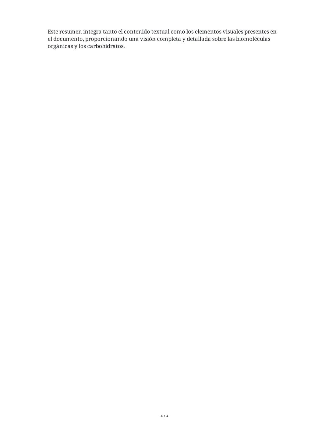 Resumen Extendido: Biomoléculas Orgánicas y Carbohidratos
1. Introducción a las Biomoléculas
Las biomoléculas son compuestos químicos que fo