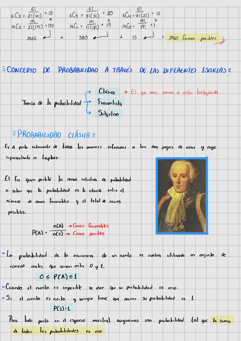 TEMA 1
TEORIA DE LA PROBABILIDADE
in 1812 su obra Theorie Analytique des Probabilites.
Pierre Simon Laplace publica
en
la
que
toma las contr