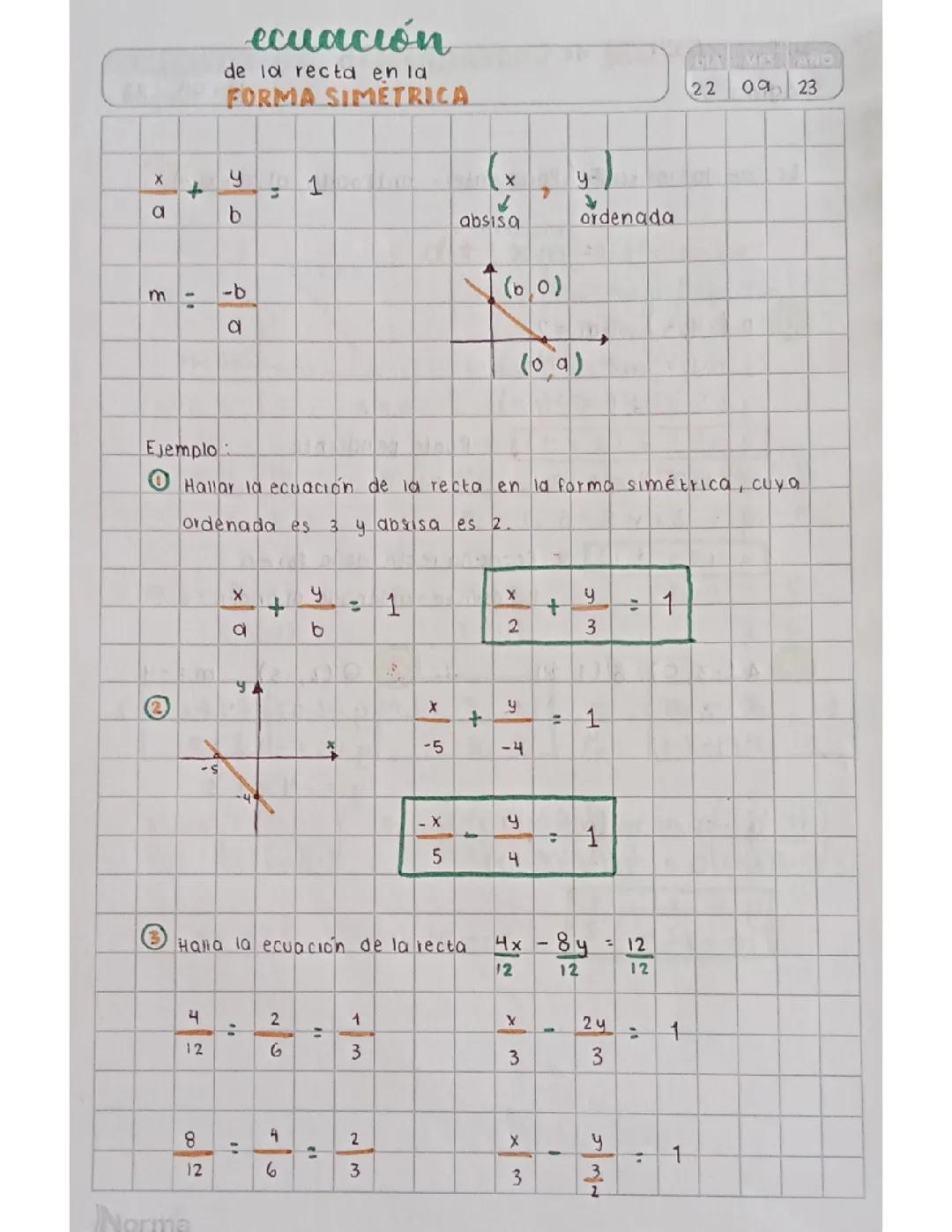 La ecuación simétrica de una recta: fórmula y ejemplos