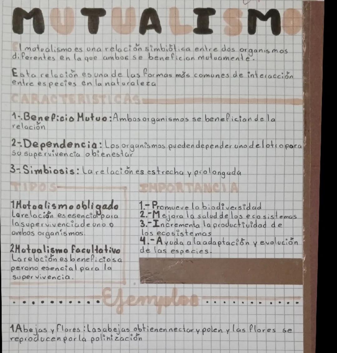 # MUTUALISM

I mutualismo es una relación simbiótica entre dos organismos.
diferentes en la que ambos se benefician mutuamente.

Esta relaci