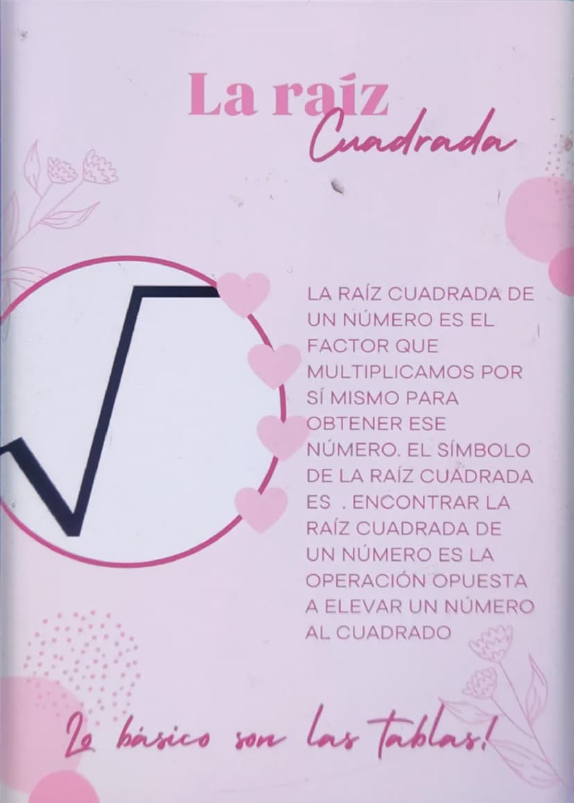 La raíz
Cuadrada
LA RAÍZ CUADRADA DE
UN NÚMERO ES EL
FACTOR QUE
MULTIPLICAMOS POR
SÍ MISMO PARA
OBTENER ESE
NÚMERO. EL SÍMBOLO
DE LA RAÍZ CU