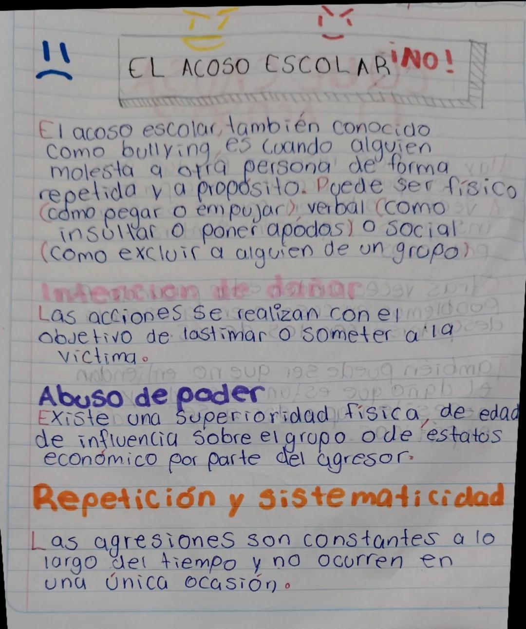 ## EL ACOSO ESCOLAR NO!

El acoso escolar, también conocido
como bullying, es cuando alguien
molesta a otra persona de forma
repetida y a pr