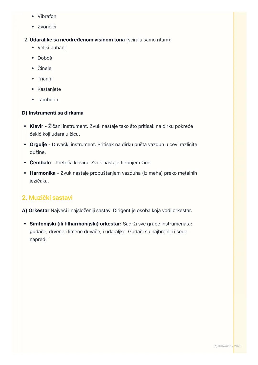 # Muzički instrumenti i sastavi

Uvod u muzičke instrumente i sastave

Muzički instrumenti su sprave koje se koriste za stvaranje zvukova, t