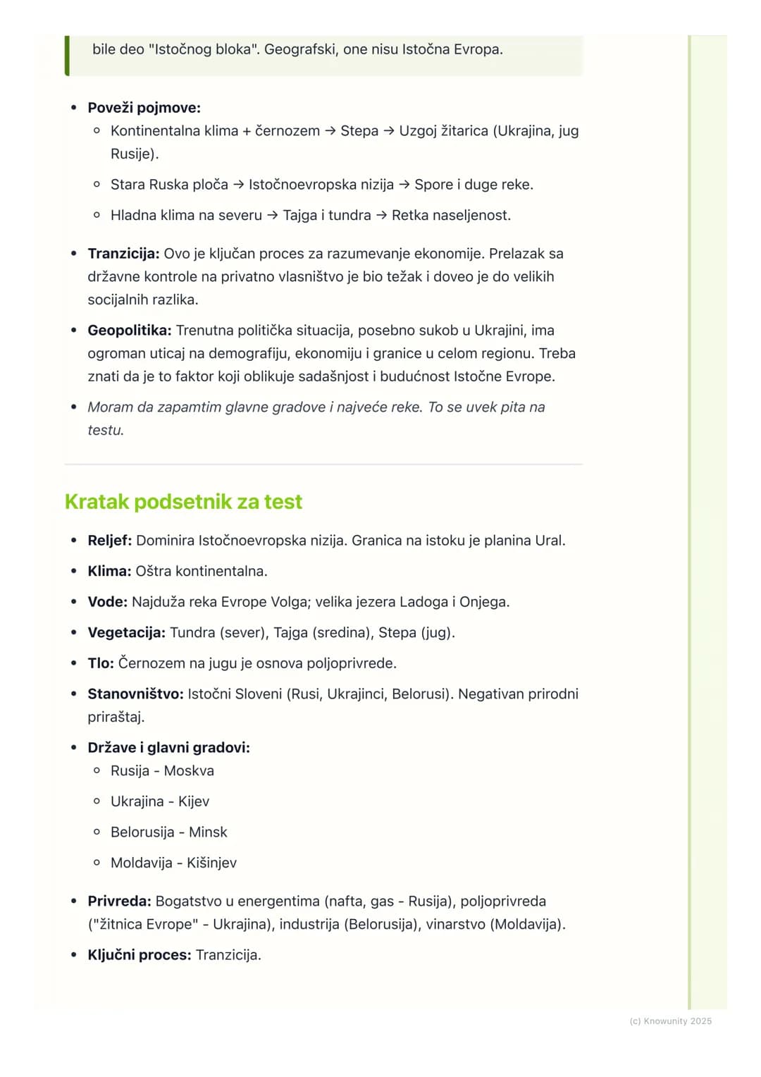# Istočna Evropa

## Uvod u Istočnu Evropu

Istočna Evropa je najveća regija Evrope. Prostire se od Baltičkog mora na
severu do Crnog mora i