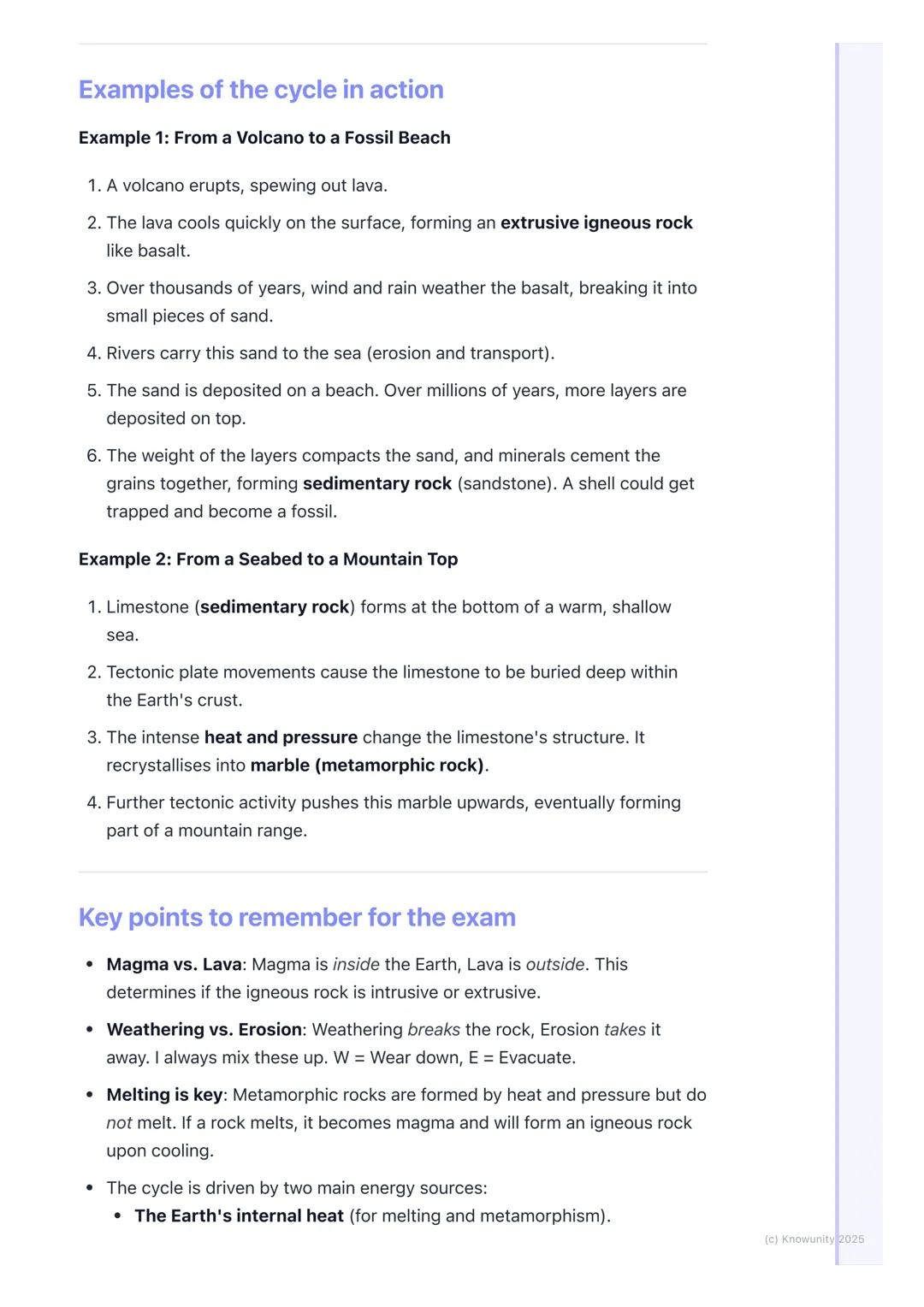 # The Rock Cycle

An introduction to the rock cycle

The rock cycle describes how the three main types of rock are formed and
how they can c