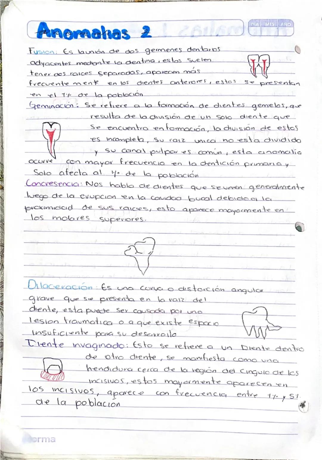 # Anomalias 1

anomalias
de numero.

Anodoncia nos habla Sobre la falta de piezas dentales, esto
-puede ser de forma pacial completa, en la 