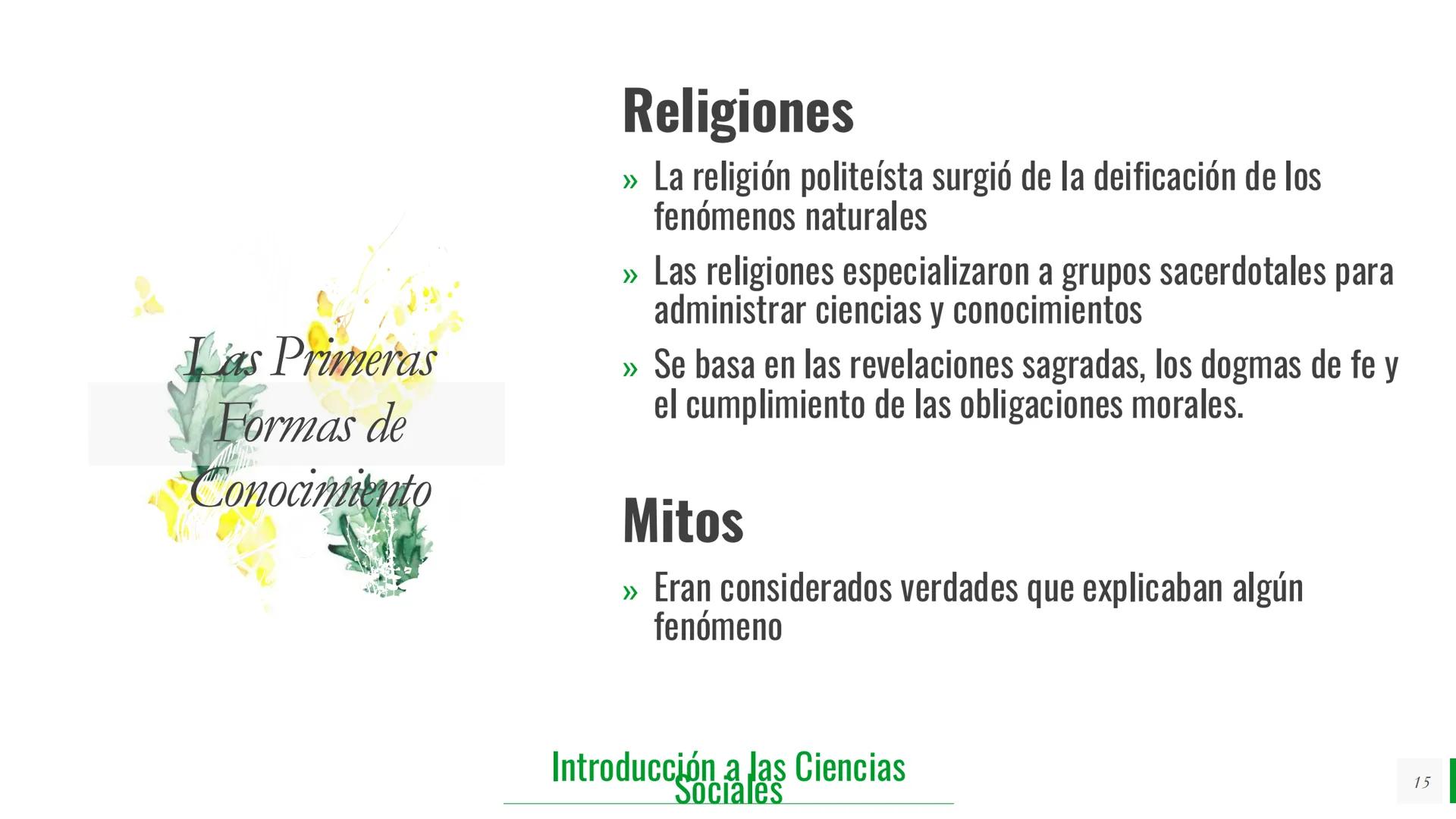 Introducción a las Ciencias Sociales
Tipos de
Conocimiento
Intuitivo
Empírico
Religioso
Filosófico
Científico
2 | Tipos de Conocimiento
Intu