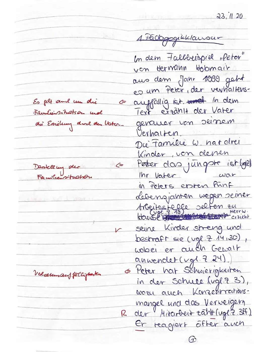 # Fallbeschreibung,,, Peter"

Peter ist das jüngste von drei Kindern der Familie W.. Er wird im Alter von zehn Jahren
einer Erziehungsberatu