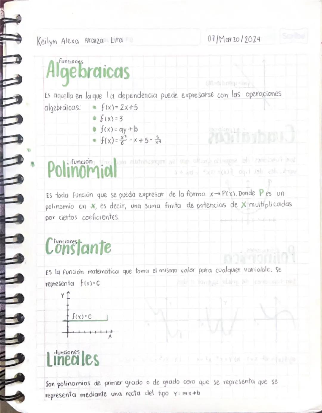 Keilyn Alexa Araiza Lira
Algebraicas
07/Mar20/2024
Es aquella en la que la dependencia puede expresarse con las operaciones
algebraicas:
⚫ f