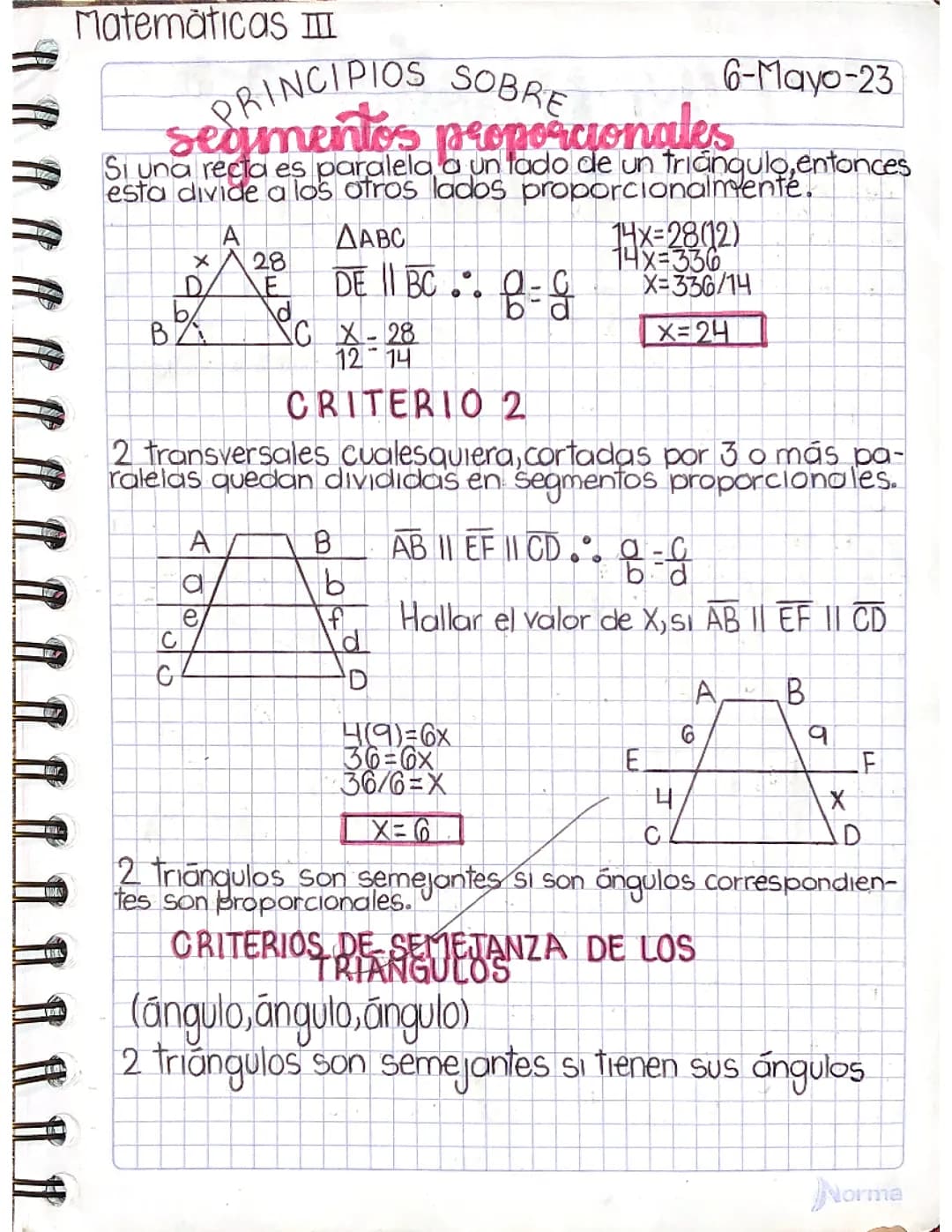 Principios de segmentos proporcionales