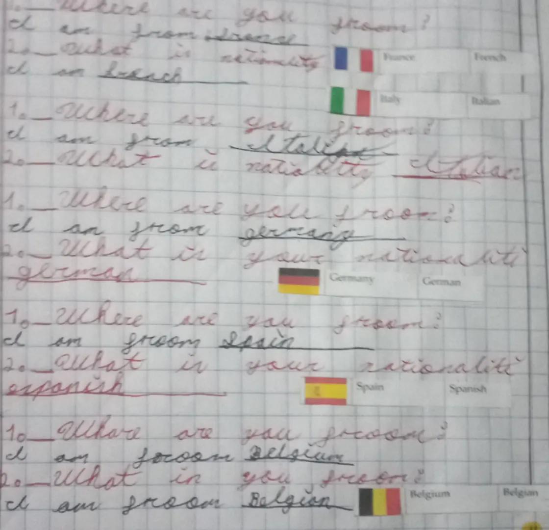 l are you groove?
el am from dre
2. suhat is nationality
el son breach

1._ Uchere are you groome
el am from Italion
2._uchat in natiaAttr M