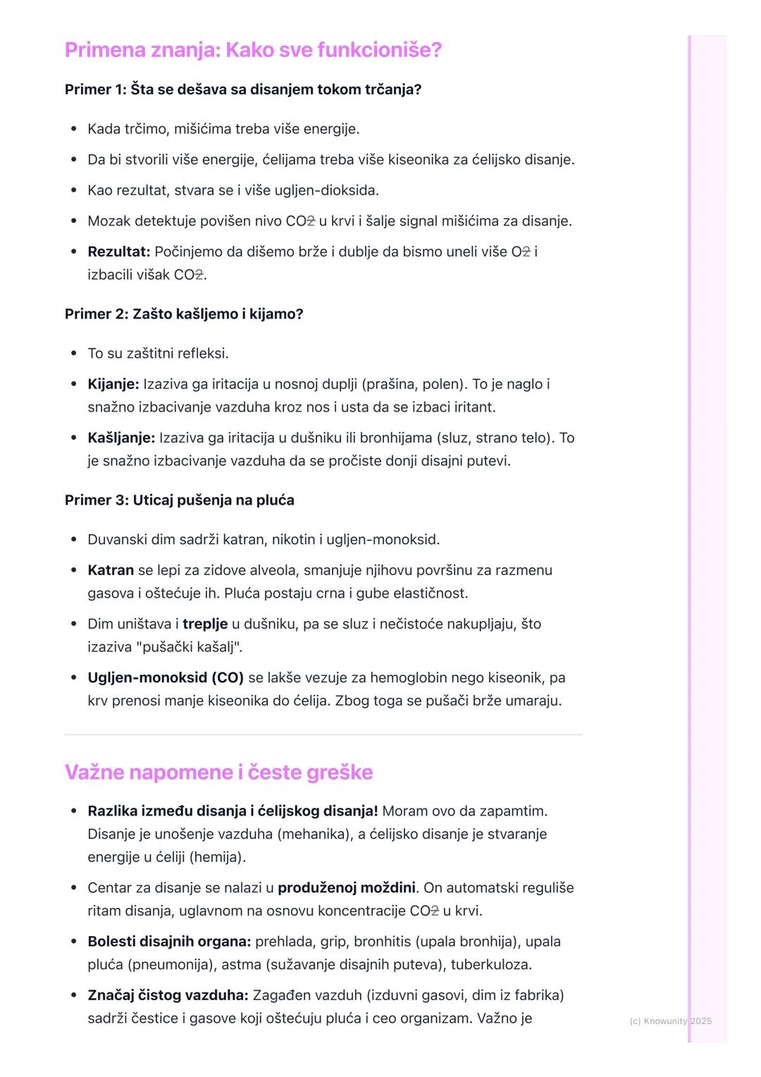 # Sistem za disanje

## Uvod i značaj disanja

Sistem za disanje je ključan za život. Njegov glavni zadatak je da obezbedi
kiseonik (02) za 