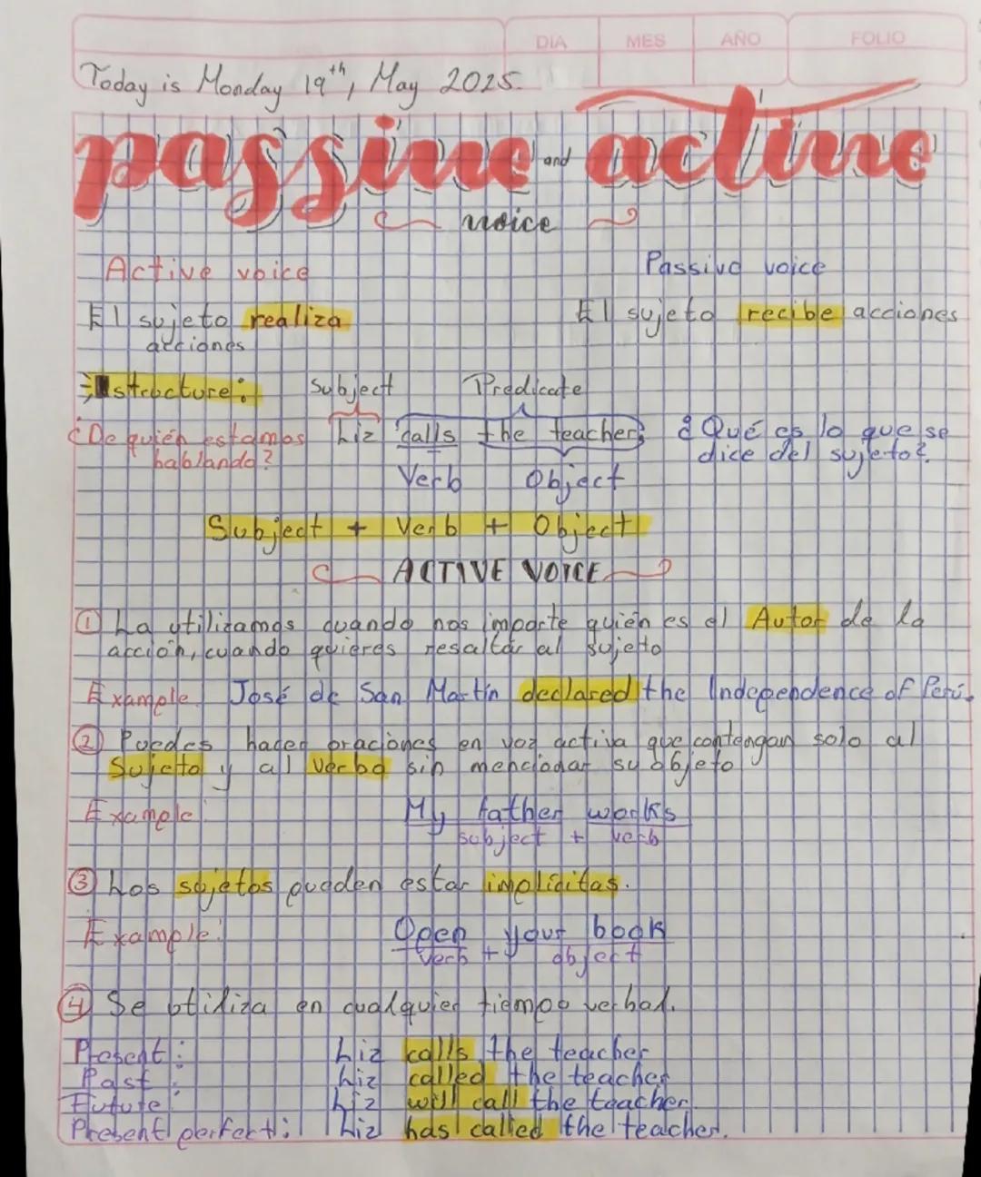 Diferencias entre Voz Pasiva y Voz Activa