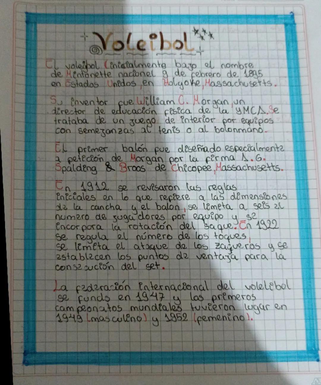 --- OCR Start ---
Voleibol
Cl voleibol Cinicialmente bajo el nombre
de Mintonette nacionel 9 de febrero de 1895
en Estados Unidos, en Holyok
