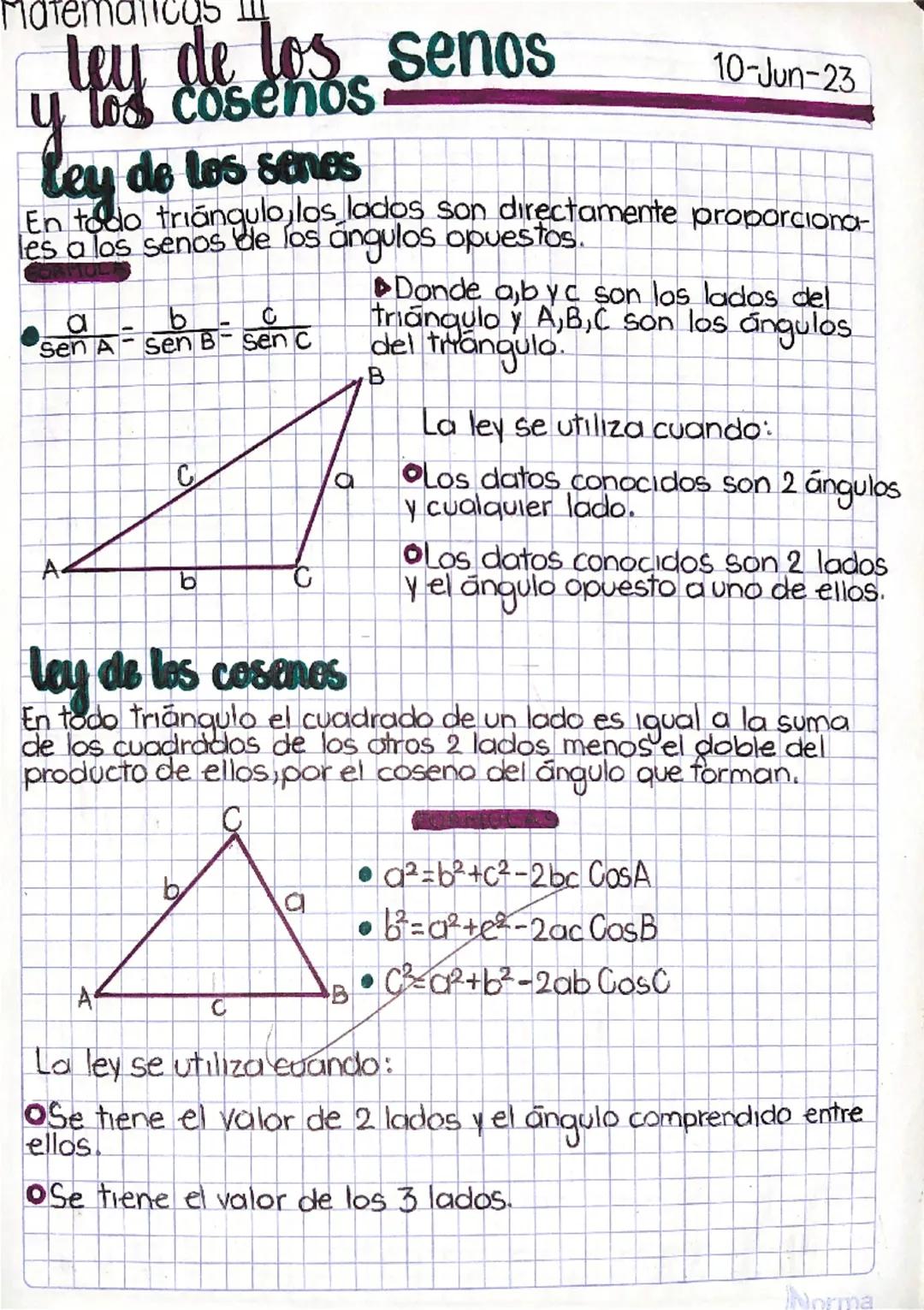 Explicación Clara de la Ley de Senos y Cosenos