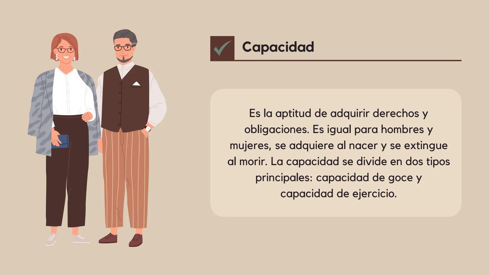 # TEORÍA DE LAS
# PERSONAS ## Capacidad

Es la aptitud de adquirir derechos y
obligaciones. Es igual para hombres y
mujeres, se adquiere al 