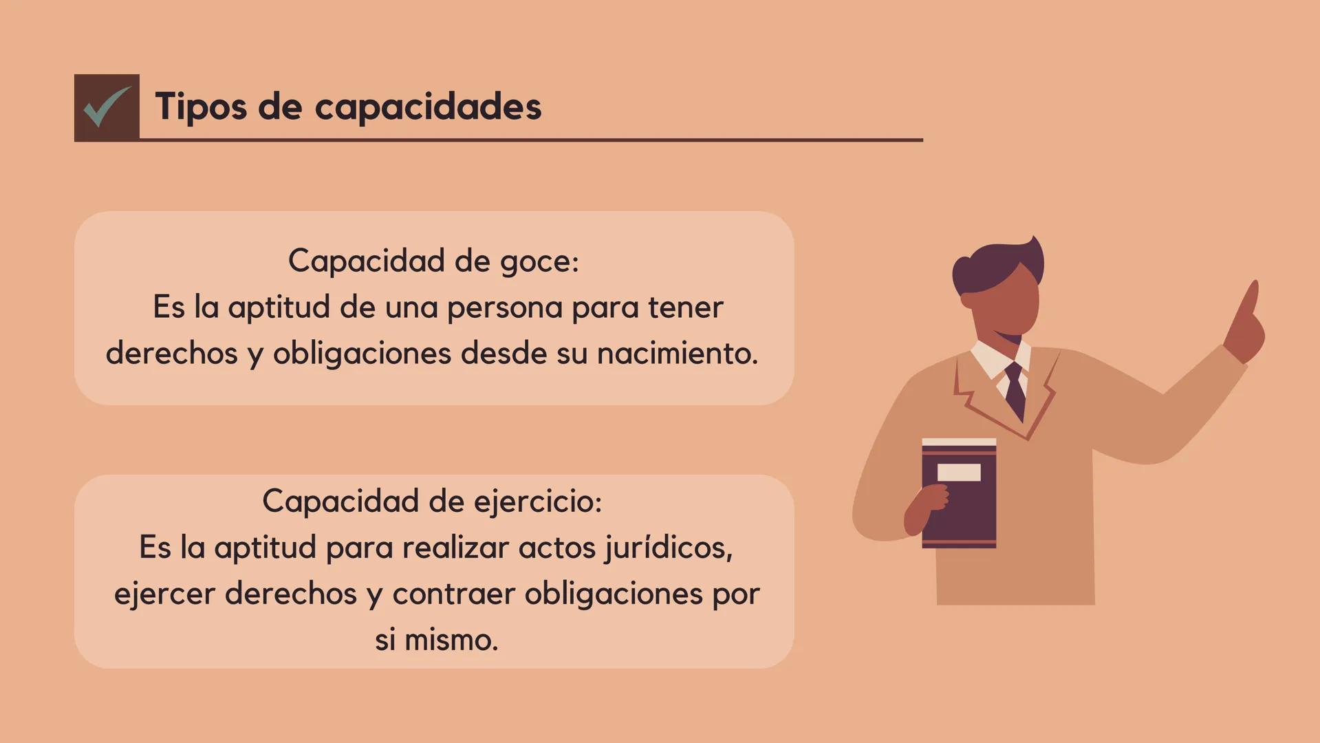 # TEORÍA DE LAS
# PERSONAS ## Capacidad

Es la aptitud de adquirir derechos y
obligaciones. Es igual para hombres y
mujeres, se adquiere al 