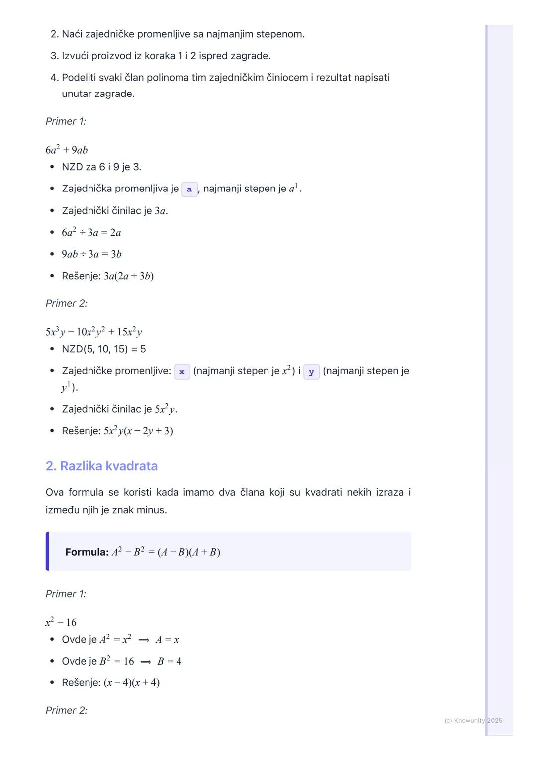 # Rastavljanje polinoma na
činioce

Uvod u rastavljanje polinoma

Rastavljanje polinoma na činioce (ili faktorizacija) je proces pisanja pol