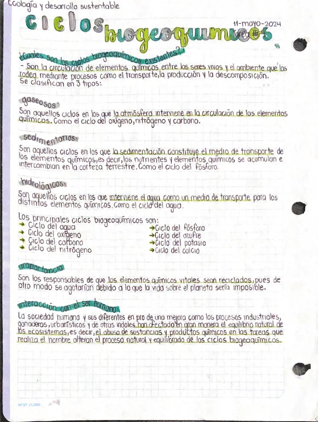 Ecología y desarrollo sustentable
11-mayo-2024
ciclos mogeoquimiess
brogeaquimicos
¿Cuales son los ciclos b
existentes?
Son la circulación d