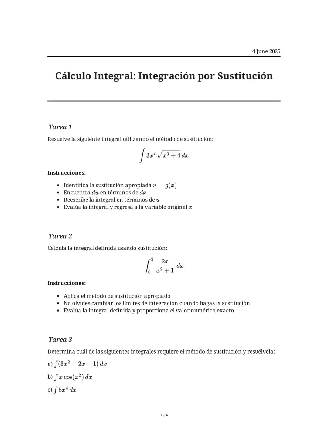 Cálculo Integral: Integración por Sustitución
